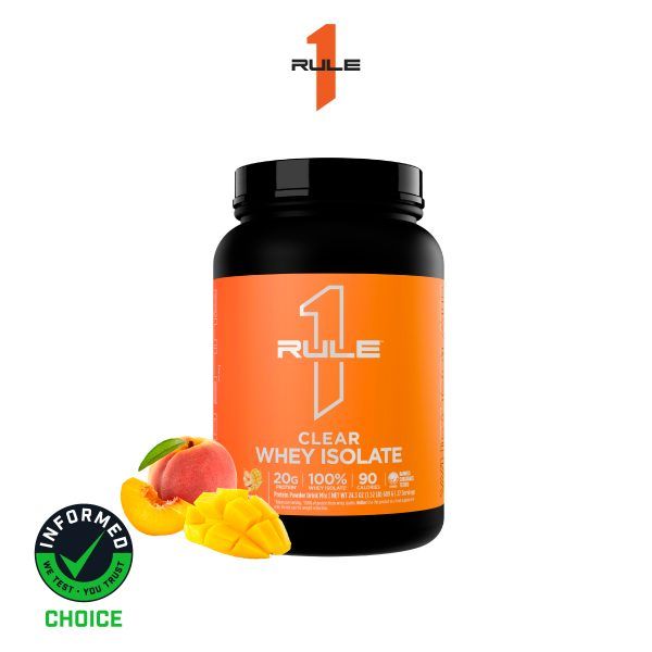 Rule1   R1 Clear Whey Protein Isolate    1.5 lb., Flavor: Peach Mango
