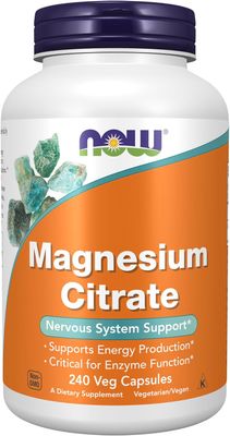 NOW   Magnesium Citrate, Enzyme Function  - 240 Veg Caps
