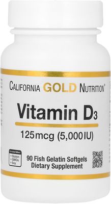 California  Vitamin  D3 (5,000 IU)  90 Fish Gelatin Solfgels
