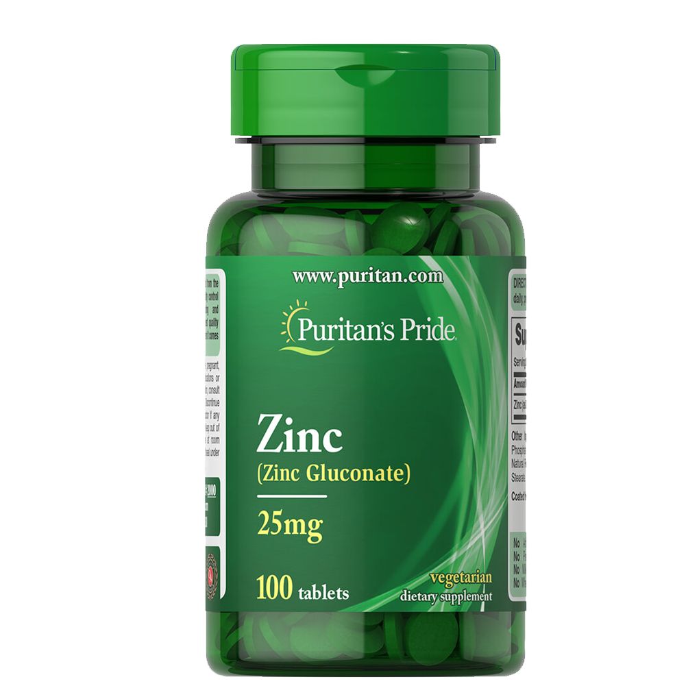 Puritan's Pride Zinc Gluconate 25 mg / 100 Tablets