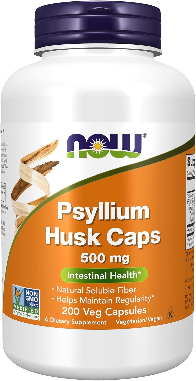 NOW     Psyllium Husk  Caps  500mg   ,  200 Veg Caps