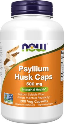 NOW     Psyllium Husk  Caps  500mg   ,  200 Veg Caps