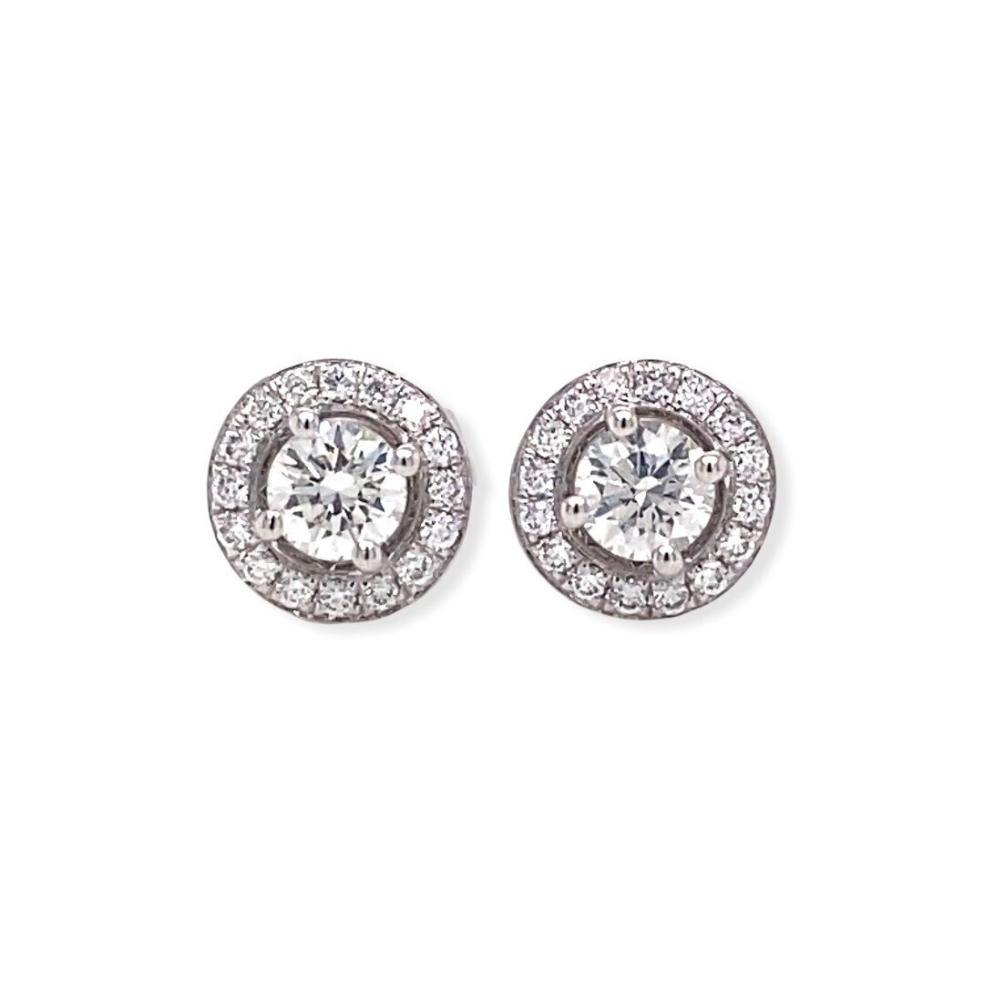 18 Carat White Gold Diamond Stud Earrings