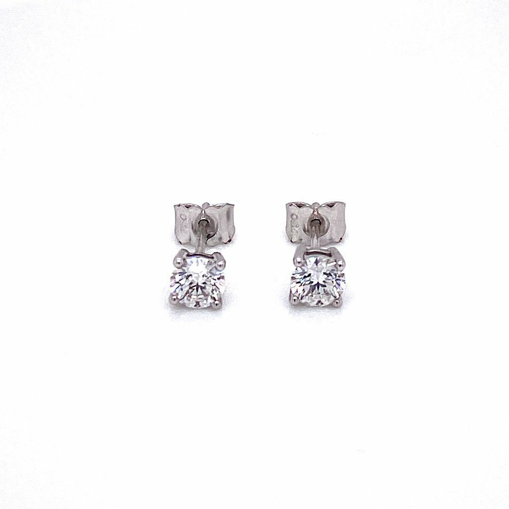 Brilliant Cut Diamond Single Stone Stud Earrings 18 Carat White Gold GIA Certificated
