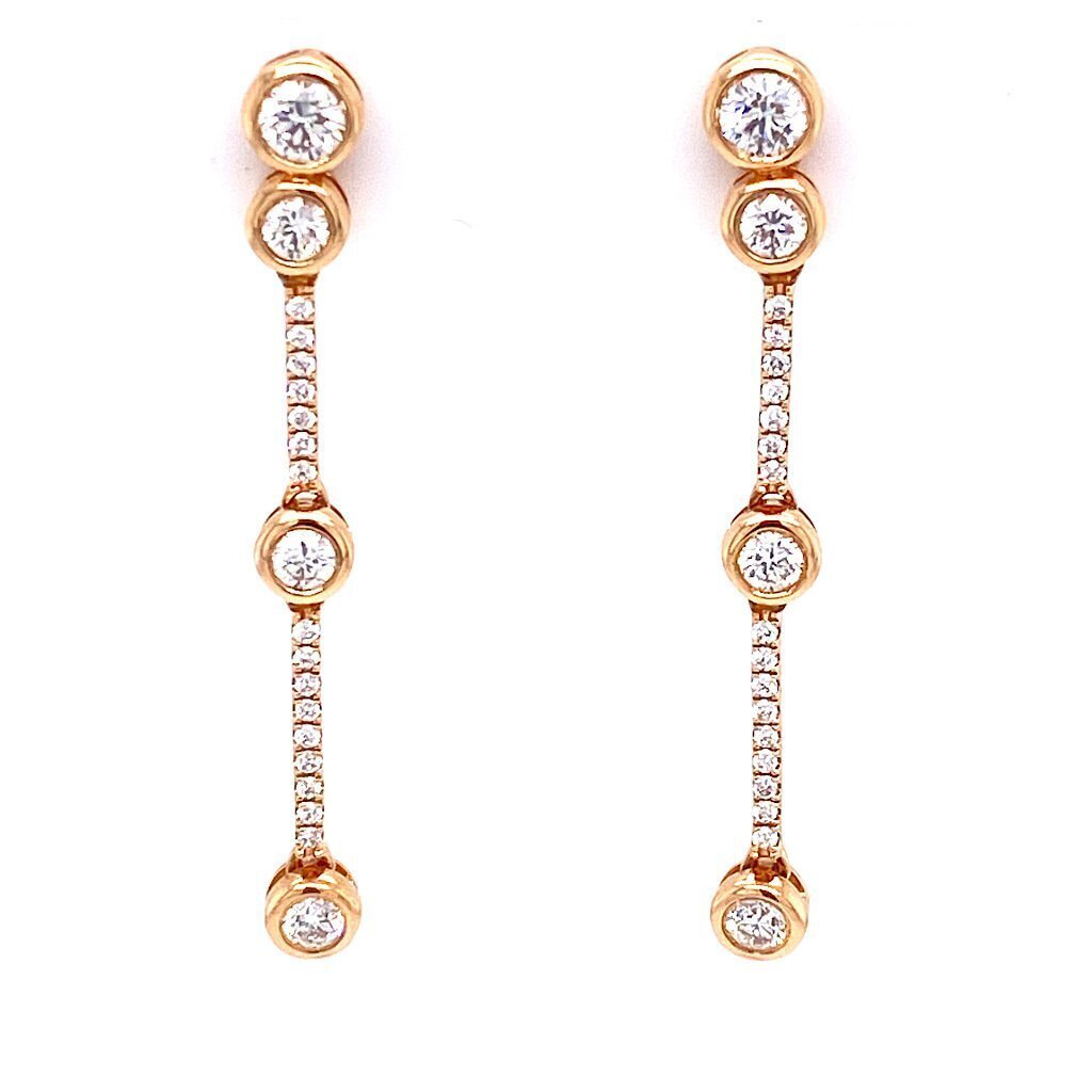 Diamond Drop Earrings 18 Carat Rose Gold