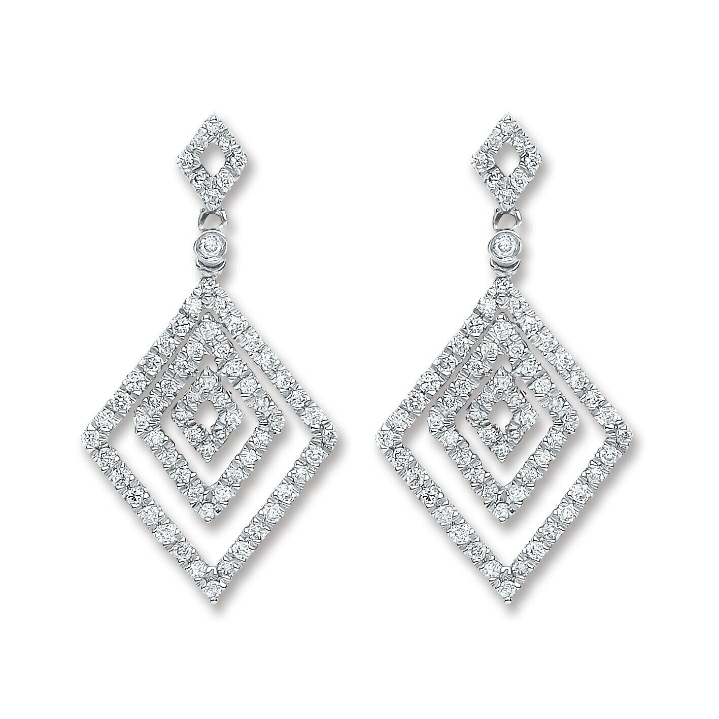 Diamond Drop Earrings 18 Carat White Gold