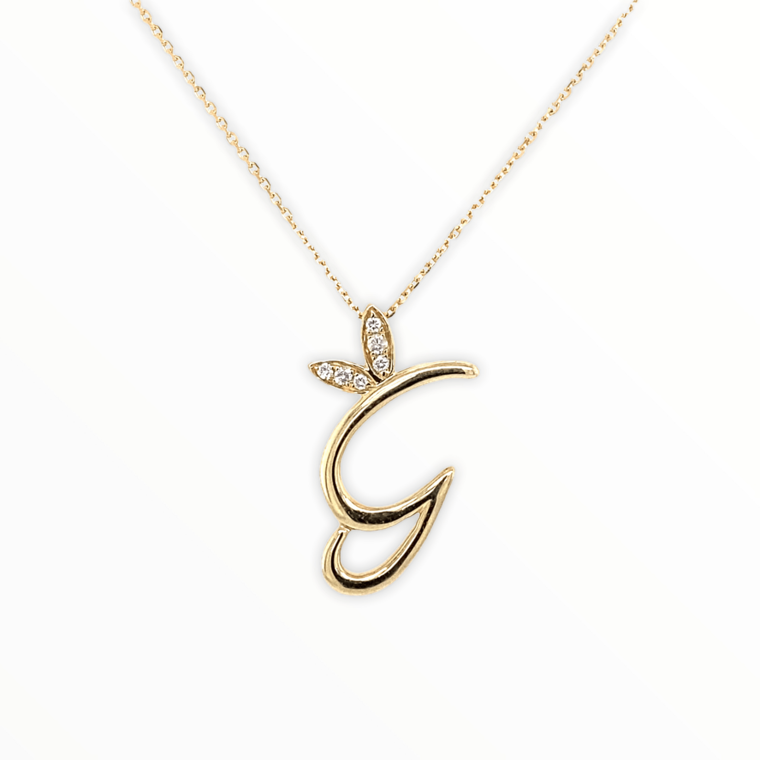 Diamond Initial G Pendant 9 Carat Yellow Gold