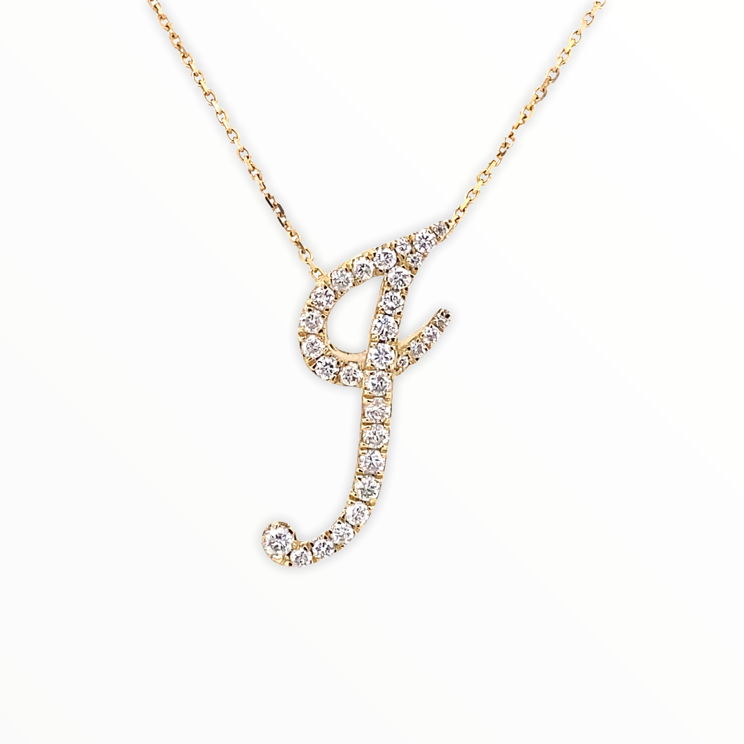 Diamond Initial I Pendant Yellow Gold