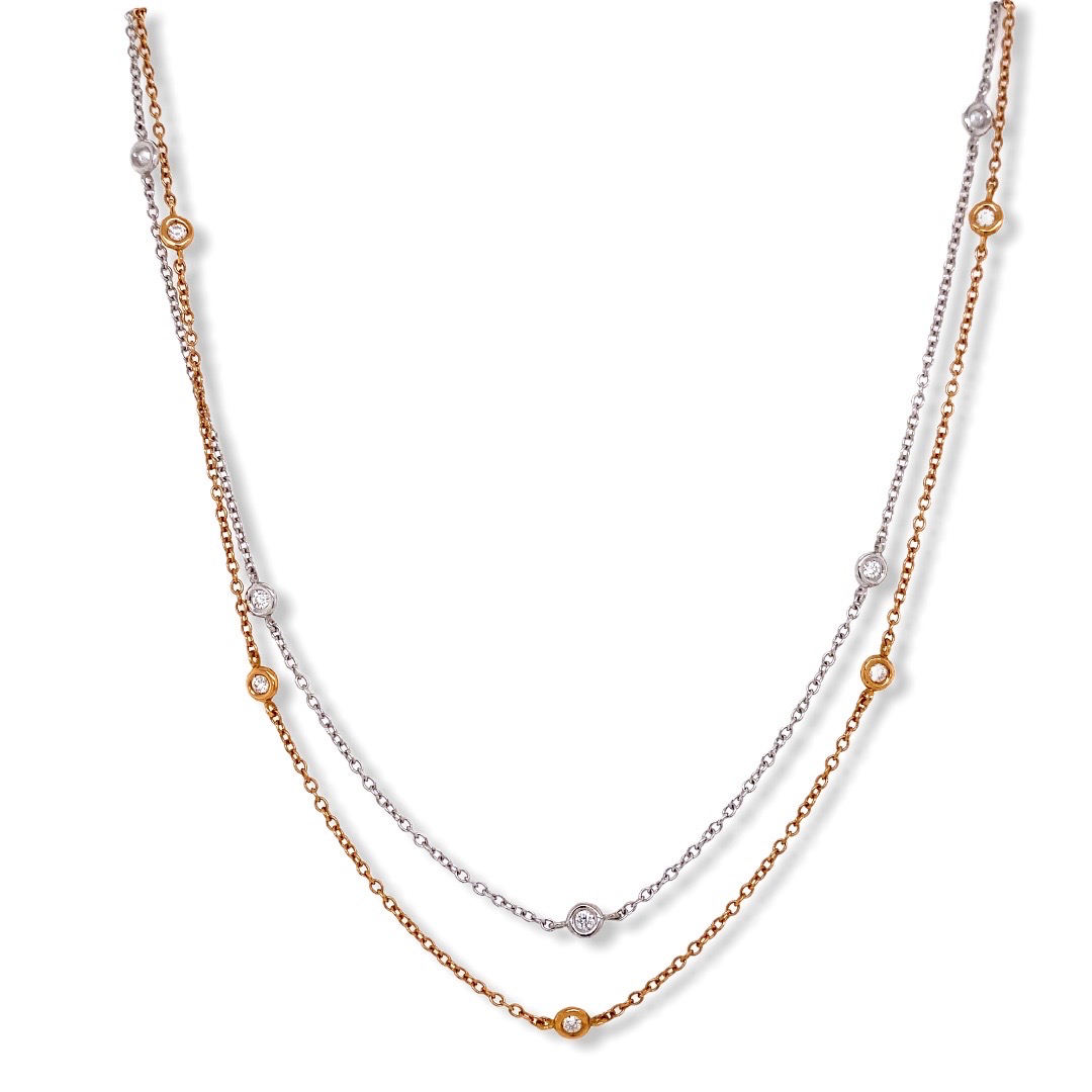 Diamond Set Necklace White And Rose Gold