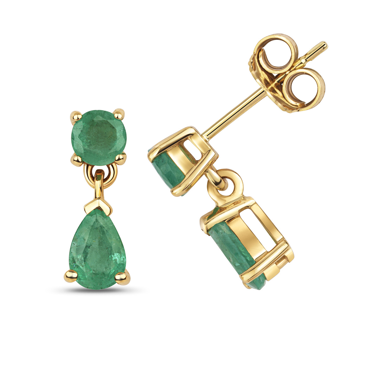 Emerald Drop Earrings 9 Carat Yellow Gold