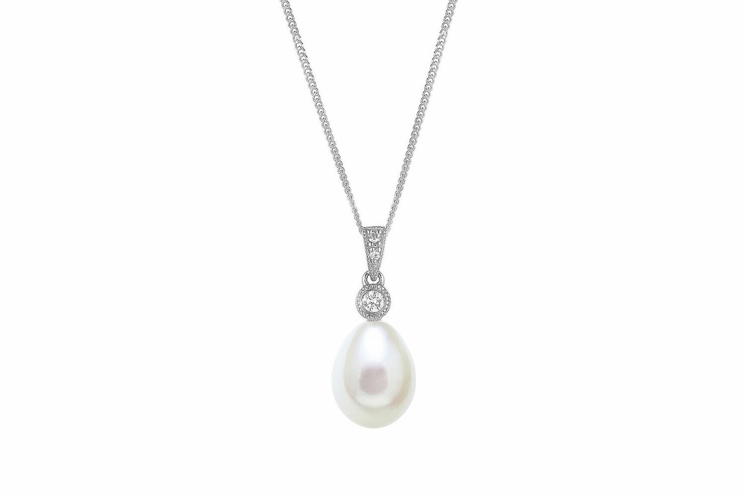 Pearl and Diamond Pendant 18 Carat White Gold