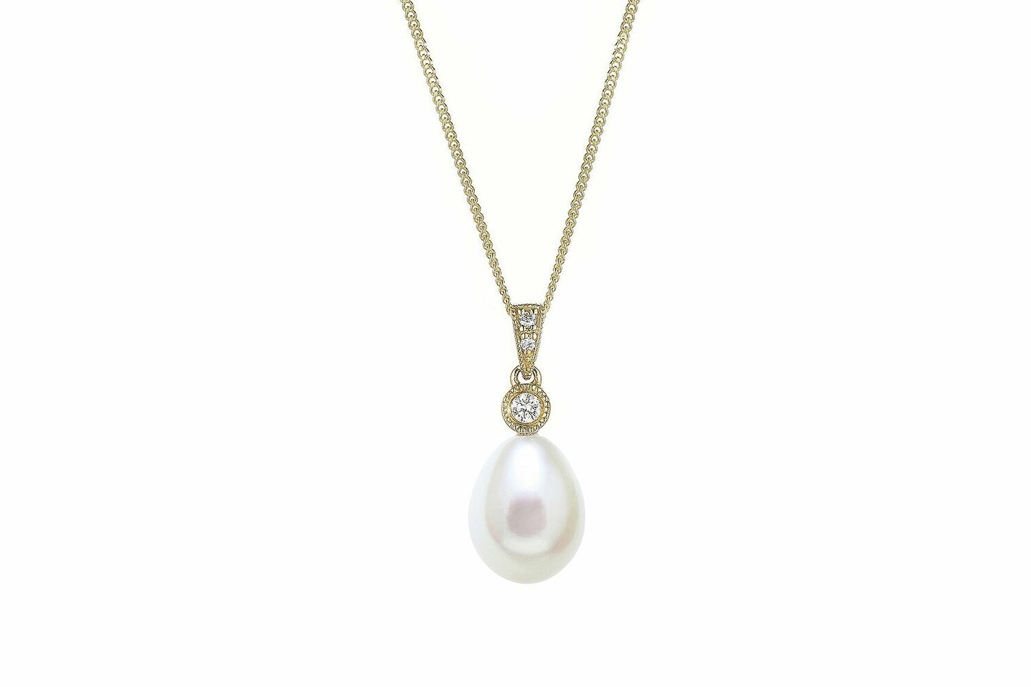 Pearl and Diamond Pendant 18 Carat Yellow Gold