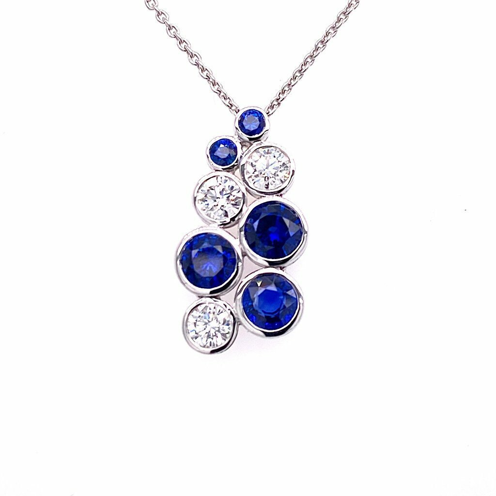 Sapphire and Diamond Pendant White Gold