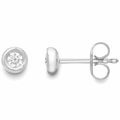 Single Stone Brilliant Cut Diamond Stud Earrings in 18 Carat White Gold