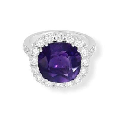18 Carat White Gold Amethyst And Diamond Ring