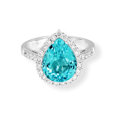 Blue Topaz And Diamond Ring 18 Carat Gold