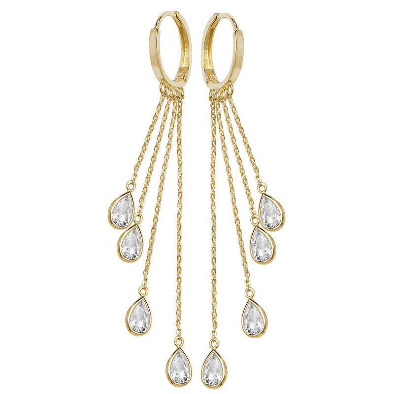 9 Carat Gold Cubic Zirconia Drop Earrings