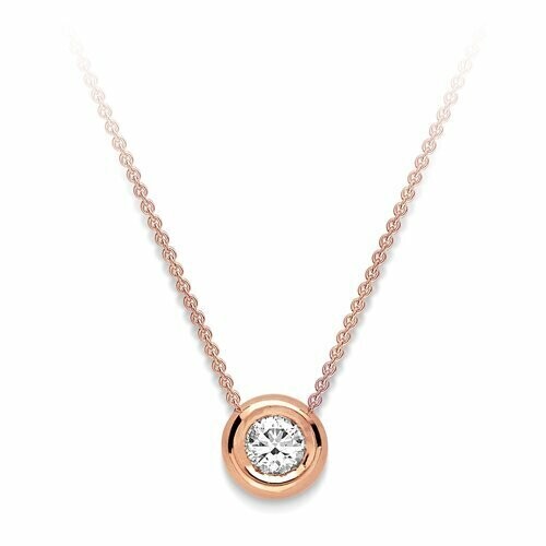 Brilliant Cut Diamond Slider Pendant in Rose Gold