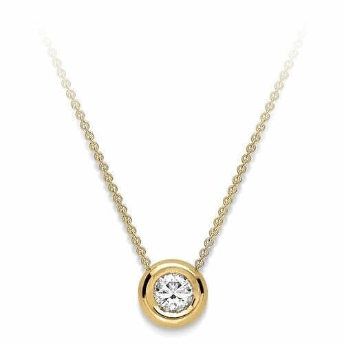 Brilliant Cut Diamond Slider Pendant in Yellow Gold