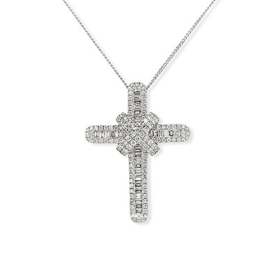 Diamond Cross Pendant 18 Carat White Gold