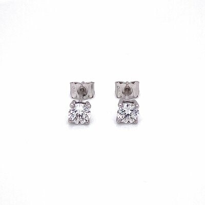 Brilliant Cut Diamond Single Stone Stud Earrings 18 Carat White Gold GIA Certificated