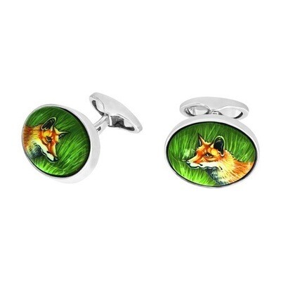 Sterling Silver Hand Painted Fox Cufflinks