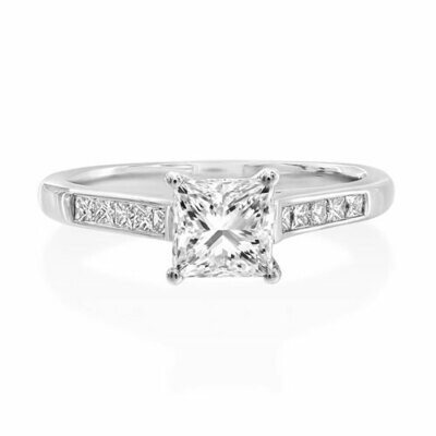 Single stone princess cut diamond engagement ring