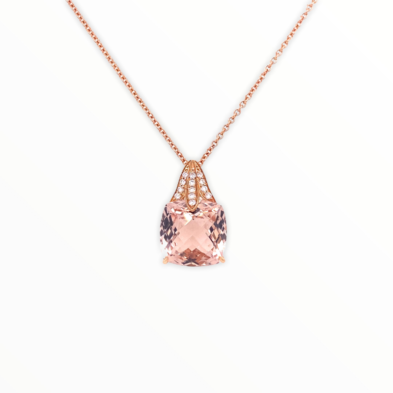 Morganite And Diamond Pendant Rose Gold