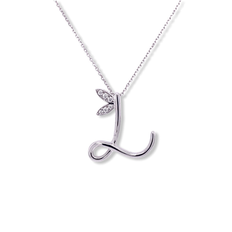 Diamond Initial L Pendant 9 Carat White Gold