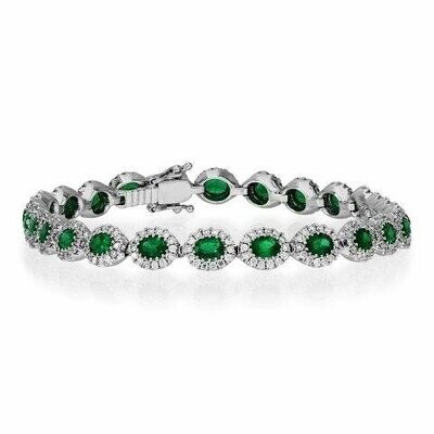 18ct White Gold Emerald and Diamond Bracelet