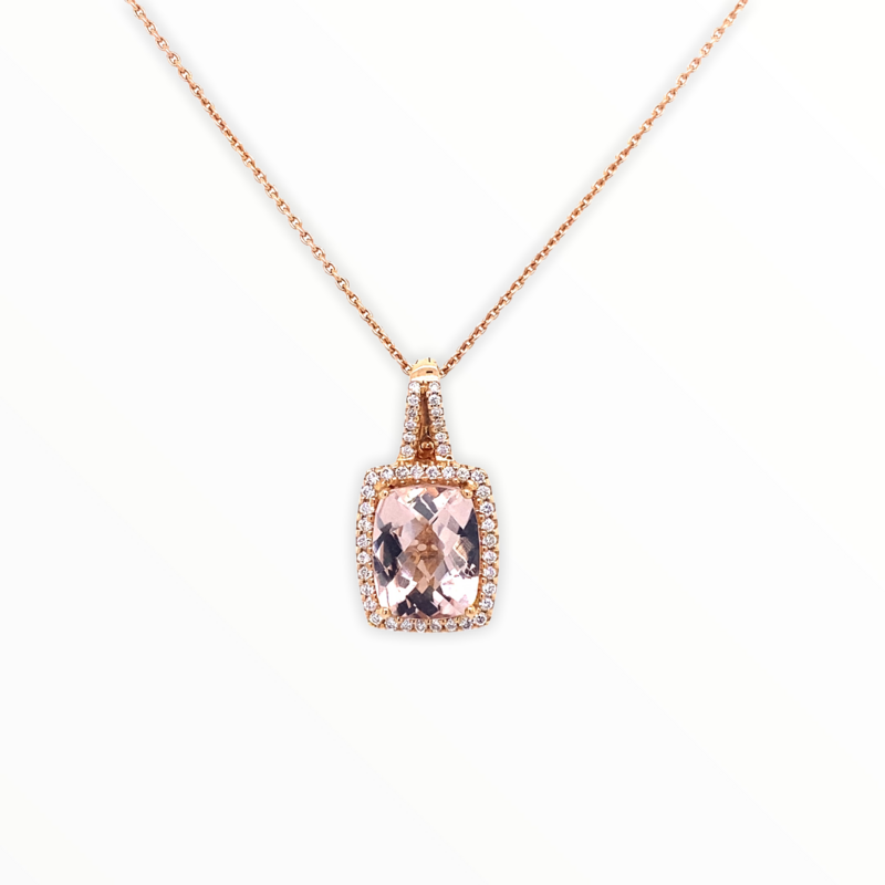 Morganite And Diamond Pendant Rose Gold