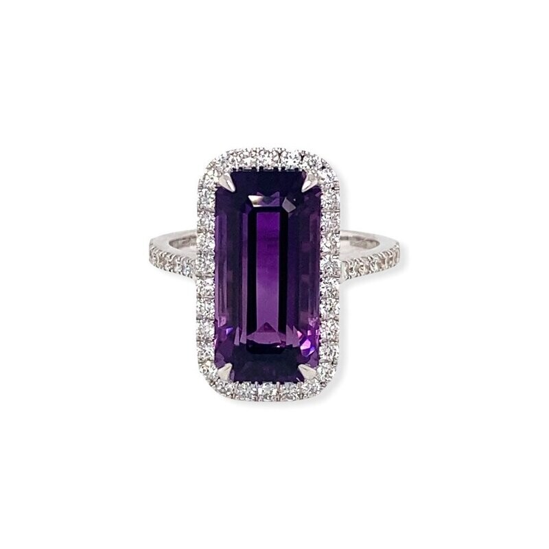 Amethyst And Diamond Dress Ring 18 Carat Gold