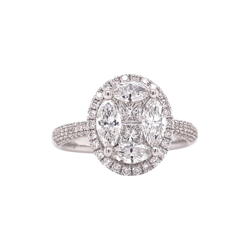 Diamond Set Illusion Ring 18 Carat White Gold