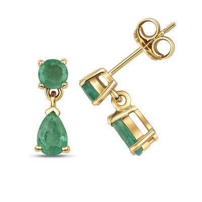 Emerald Drop Earrings 9 Carat Yellow Gold