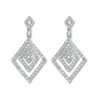 Diamond Drop Earrings 18 Carat White Gold