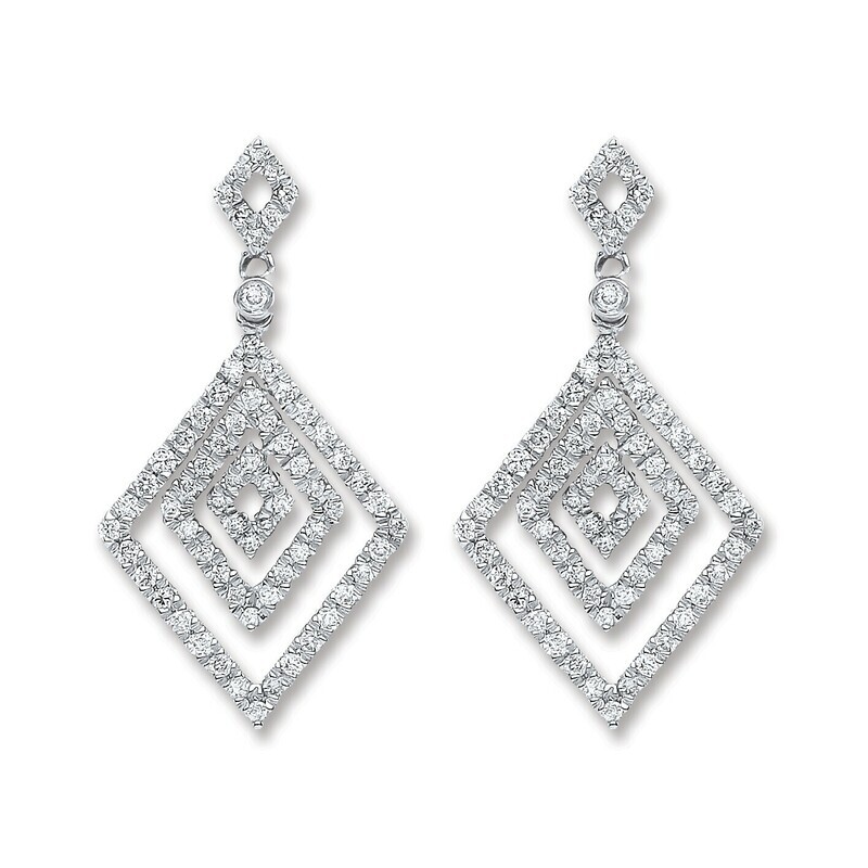 Diamond Drop Earrings 18 Carat White Gold