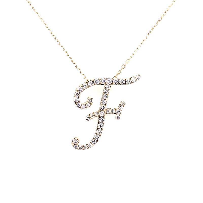 Diamond F Initial Pendant 9 Carat Yellow Gold Diamond F Initial Pendant 9 Carat Yellow Gold