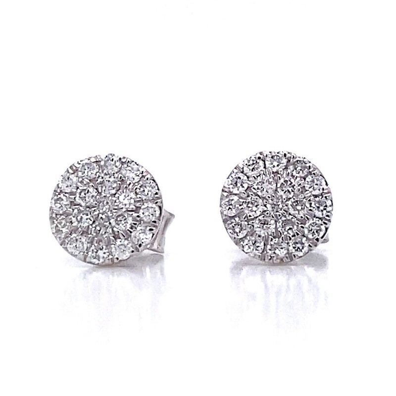 Round Diamond Cluster Stud Earrings 9 Carat White Gold