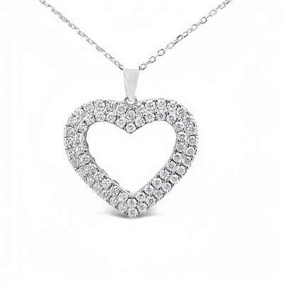 Diamond Heart Pendant 18 Carat White Gold