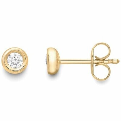 Single Stone Brilliant Cut Diamond Stud Earrings in 18 Carat Yellow Gold