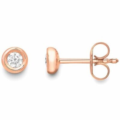 Single Stone Brilliant Cut Diamond Stud Earrings in 18 Carat Rose Gold