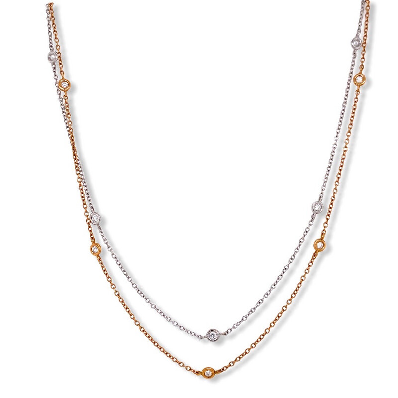 Diamond Set Necklace White And Rose Gold