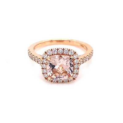 Morganite and Diamond Cluster Cocktail Ring in Rose Gold