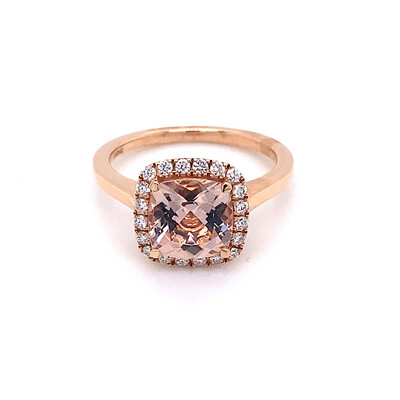 Morganite and Diamond Cluster Ring in Rose Gold
