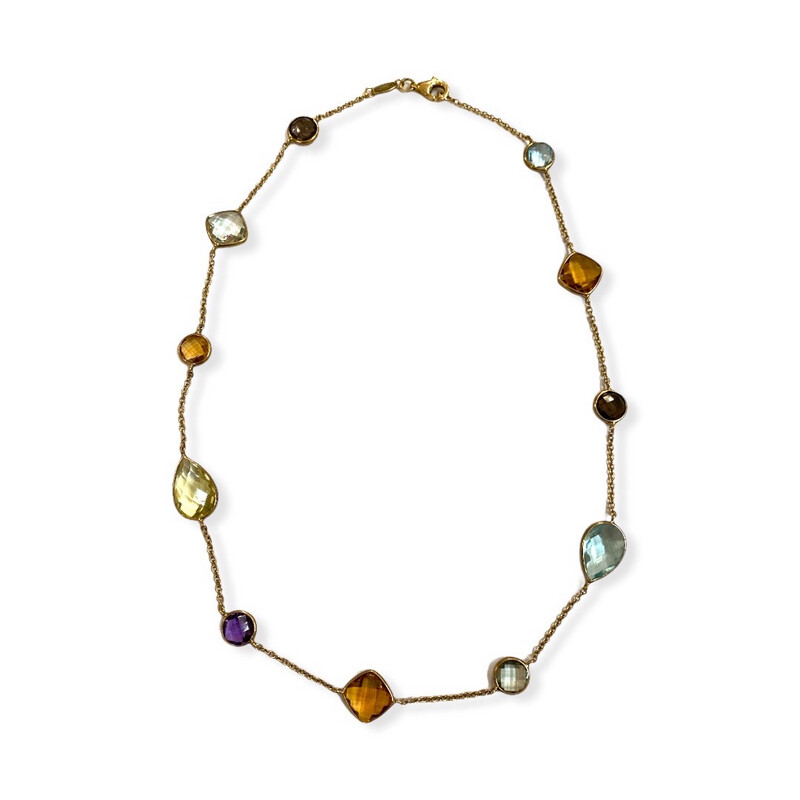 Semi Precious Stone Necklace Yellow Gold
