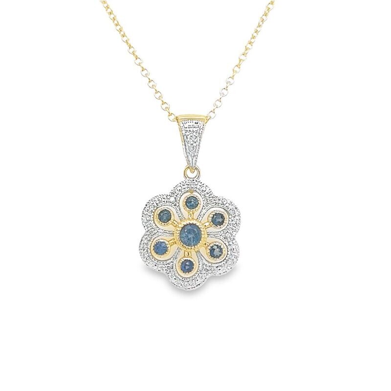 9 Carat Gold Sapphire And Diamond Pendant