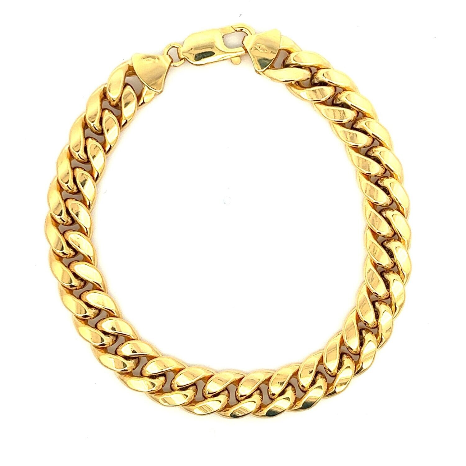 9 Carat Yellow Gold Semi Solid Cuban Curb Link Bracelet