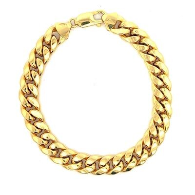 9 Carat Yellow Gold Semi Solid Cuban Curb Link Bracelet