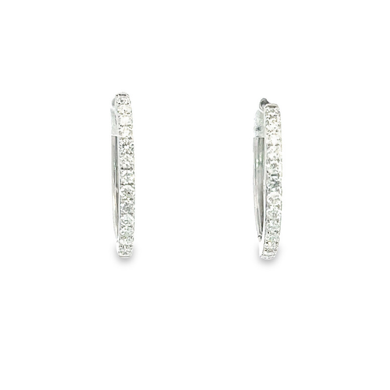 9 Carat White Gold Diamond Hoop Earrings