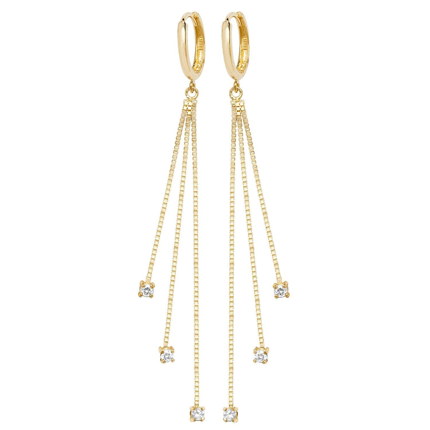 A Pair of 9 Carat Gold Cubic Zirconia Drop Earrings